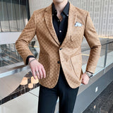 2020 Men Blazers British Style Printed Blazer Masculino Wedding Business Casual Suit Jacket Streetwear Social Coat Ropa Hombre